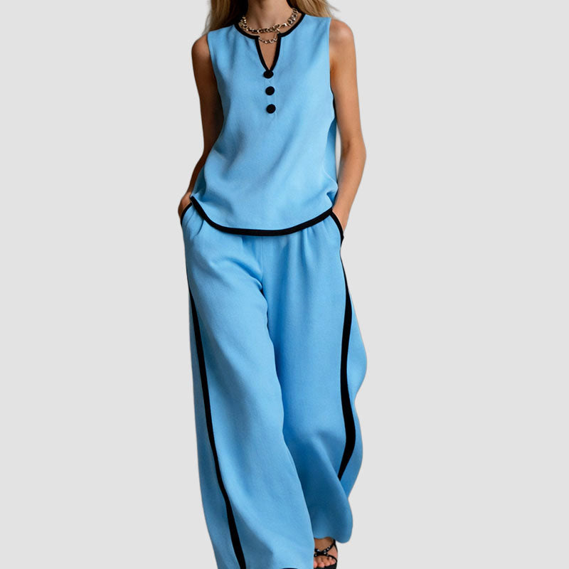 Hazel - Women’s Contrast Trim Sleeveless Set