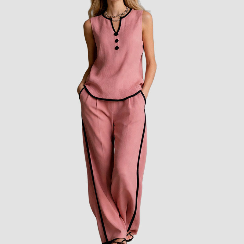 Hazel - Women’s Contrast Trim Sleeveless Set