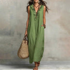Helen - Women's Ruffle Sleeveless Boho Dress