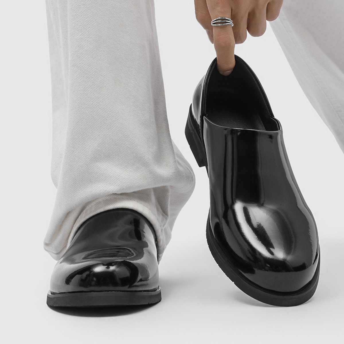 Hudson - Men's Glossy Leather Slip-On Loafers