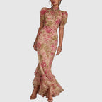 Isabelle - Women's Floral Puff Sleeve Maxi Dress