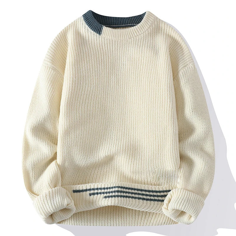 Jace - Men's Ribbed Crewneck Sweater with Contrast Trim