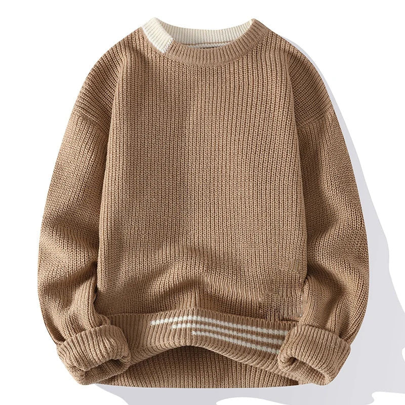 Jace - Men's Ribbed Crewneck Sweater with Contrast Trim