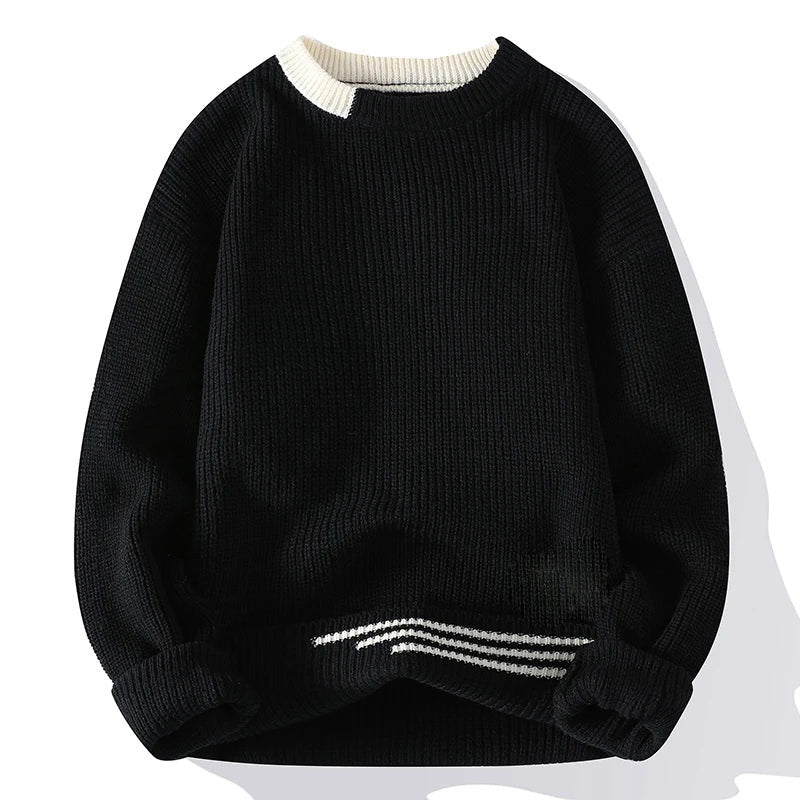 Jace - Men's Ribbed Crewneck Sweater with Contrast Trim