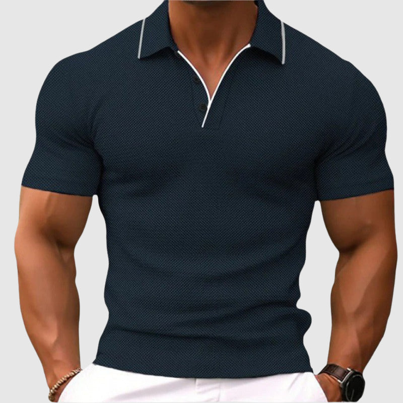 Jake - Men’s Knit Polo with V-Neck Button Placket