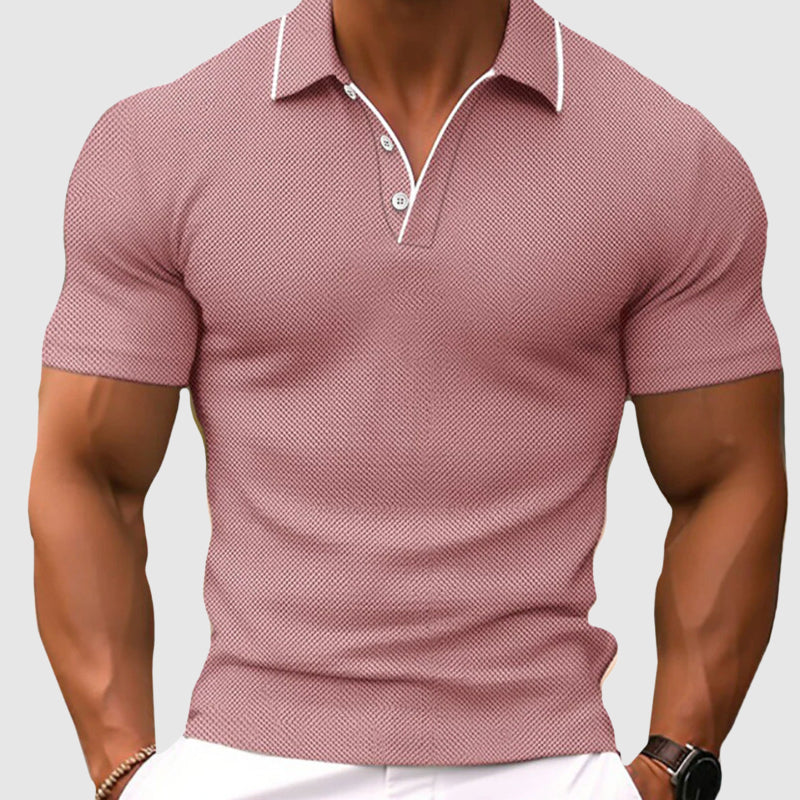 Jake - Men’s Knit Polo with V-Neck Button Placket