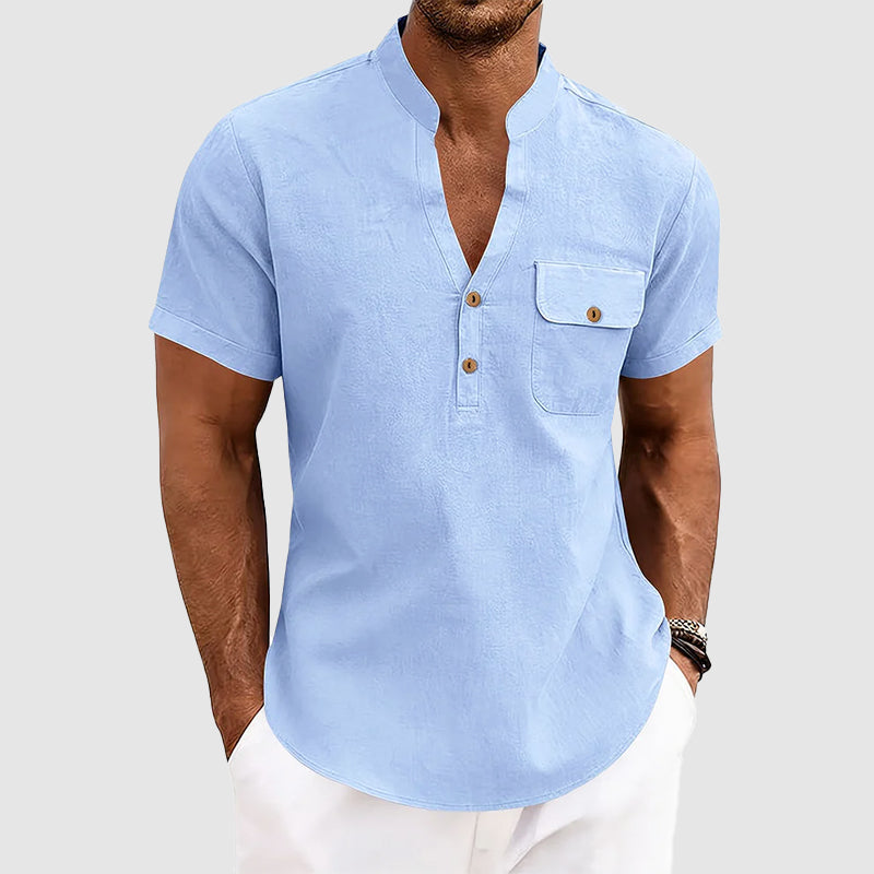 Jake - Men's Cotton Short Sleeve Henley Shirt