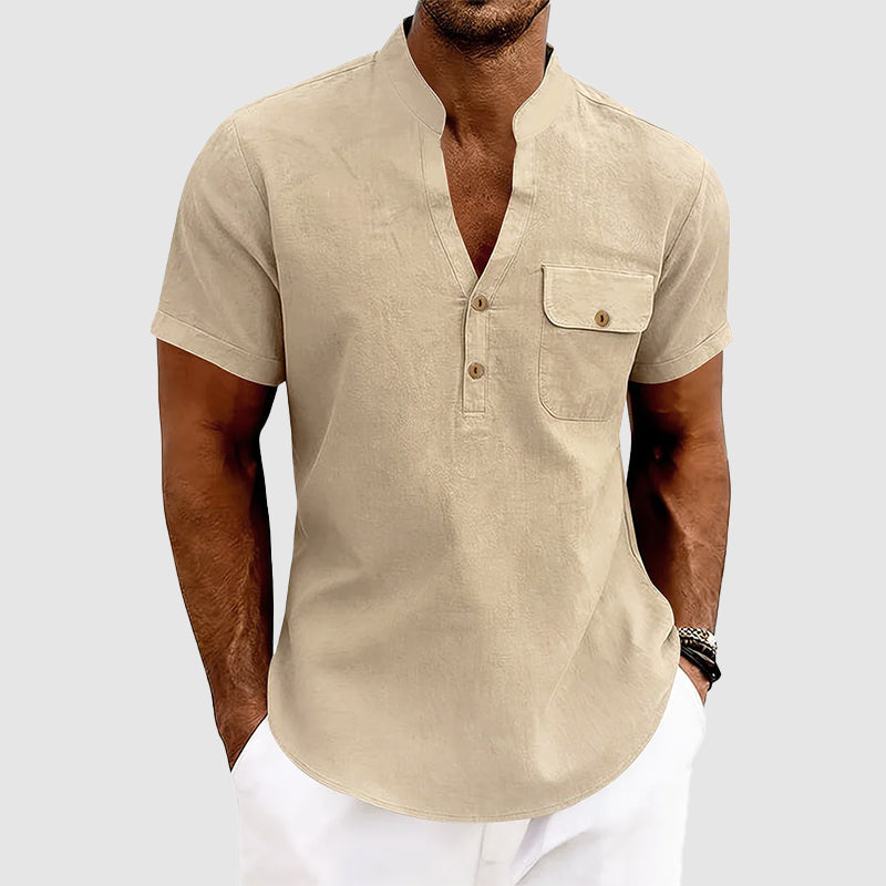 Jake - Men's Cotton Short Sleeve Henley Shirt