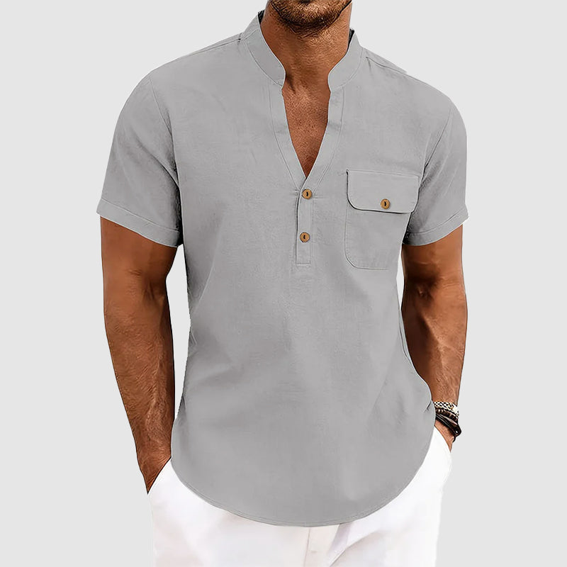Jake - Men's Cotton Short Sleeve Henley Shirt