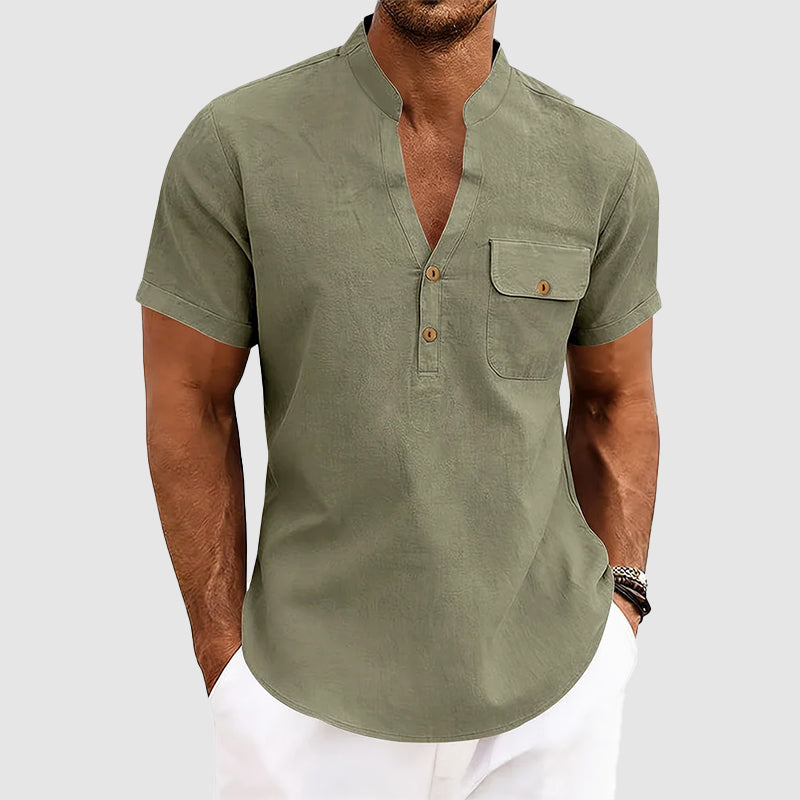 Jake - Men's Cotton Short Sleeve Henley Shirt