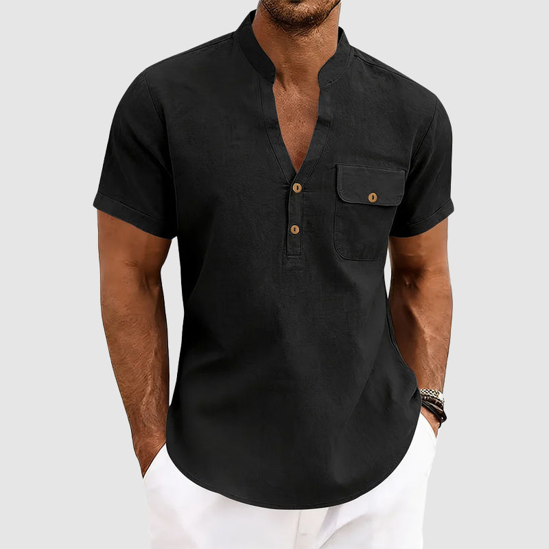 Jake - Men's Cotton Short Sleeve Henley Shirt