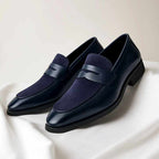 Jason - Leather Mixed Texture Penny Loafers
