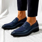 Jason - Leather Mixed Texture Penny Loafers