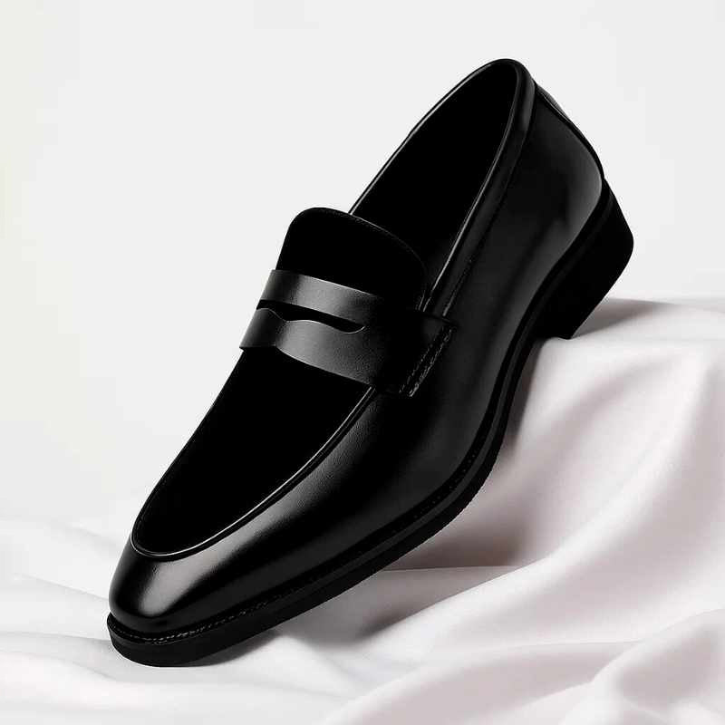 Jason - Leather Mixed Texture Penny Loafers