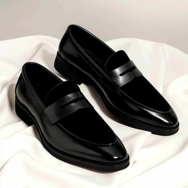 Jason - Leather Mixed Texture Penny Loafers