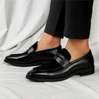 Jason - Leather Mixed Texture Penny Loafers