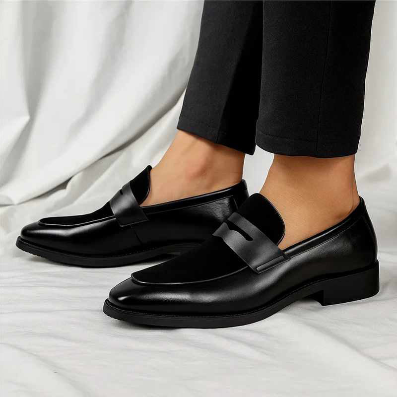 Jason - Leather Mixed Texture Penny Loafers