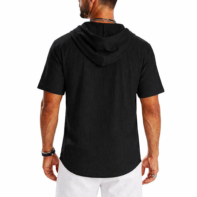 Jasper - Men's Short Sleeve Hooded Henley Shirt