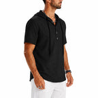 Jasper - Men's Short Sleeve Hooded Henley Shirt