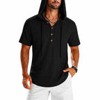 Jasper - Men's Short Sleeve Hooded Henley Shirt
