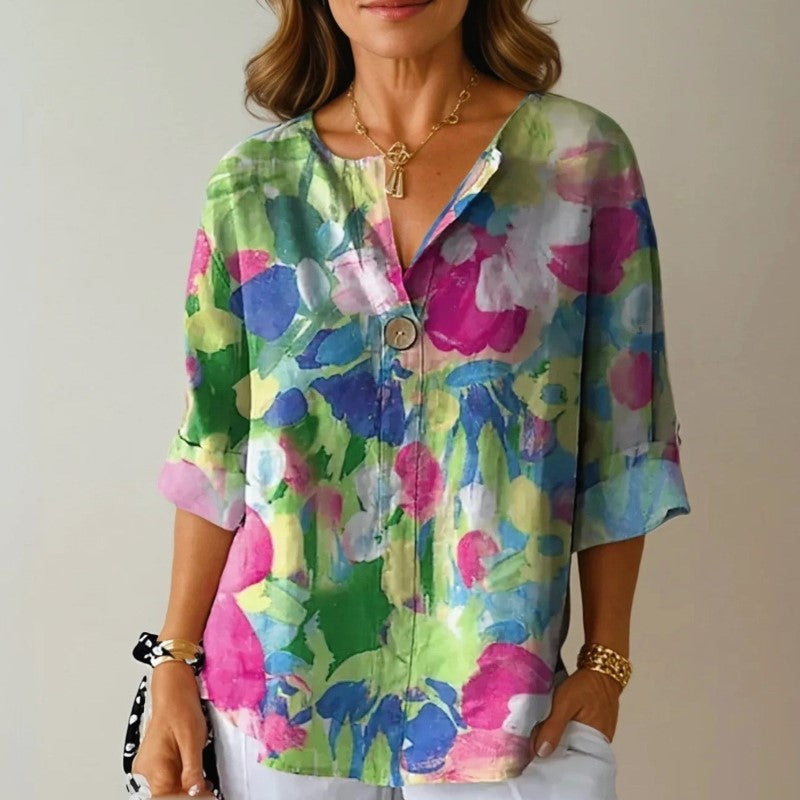Julia - Women’s Loose Fit Colorful Spring Blouse