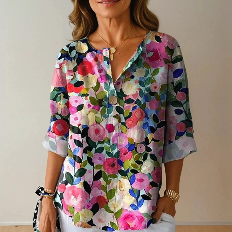 Julia - Women’s Loose Fit Colorful Spring Blouse