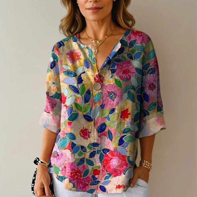 Julia - Women’s Loose Fit Colorful Spring Blouse
