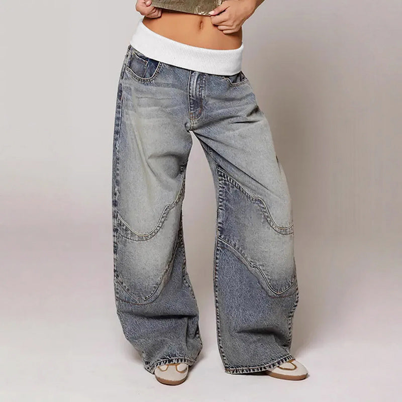 Julia - Women's Relaxed Fit Two-Tone Denim with Comfort Waist