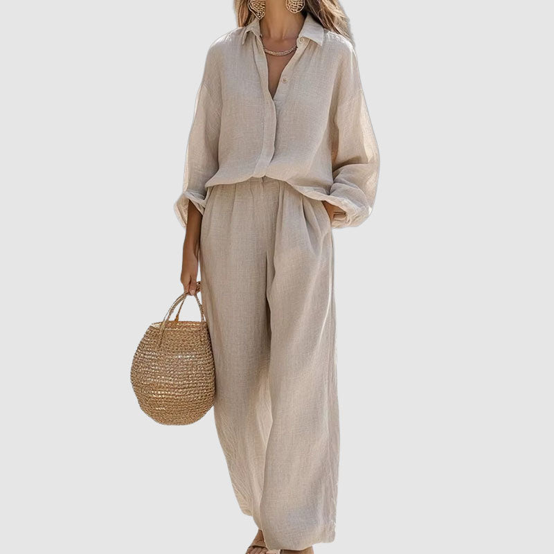 Katherine - Women's Breathable Linen Two-Piece Lounge Set