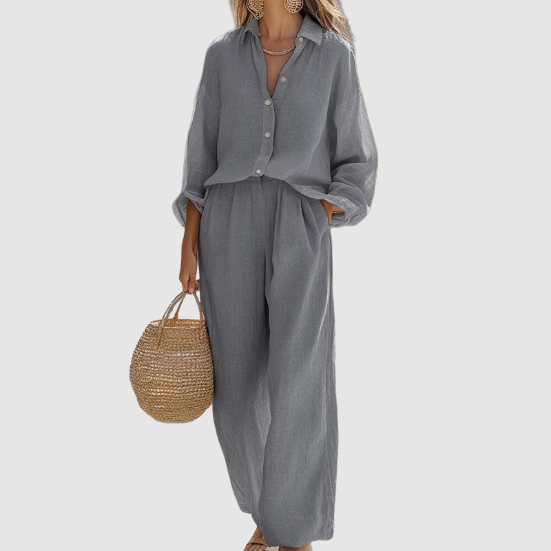 Katherine - Women's Breathable Linen Two-Piece Lounge Set