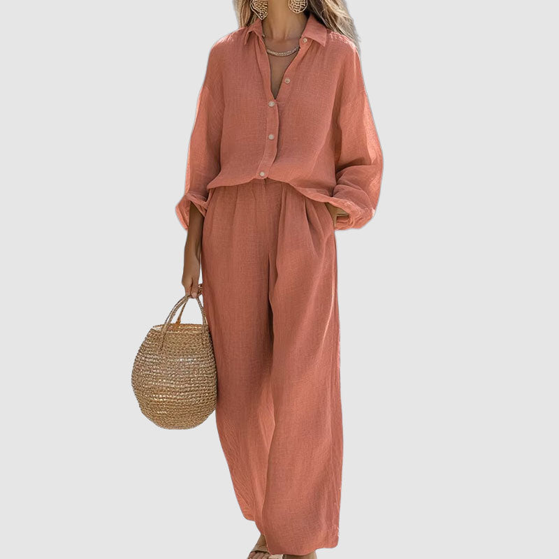 Katherine - Women's Breathable Linen Two-Piece Lounge Set