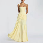 Katy - Women's Sweetheart Neck Shirred Maxi Dress