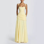 Katy - Women's Sweetheart Neck Shirred Maxi Dress