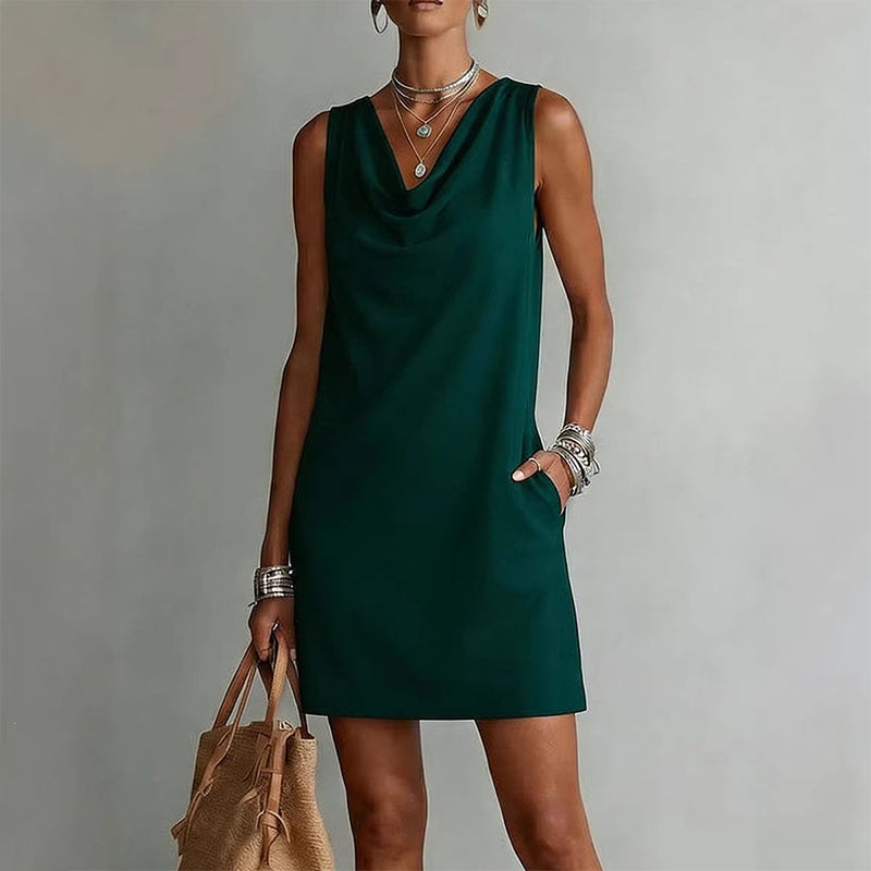 Kayla - Women's Sleeveless Linen Look Mini Dress