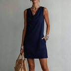 Kayla - Women's Sleeveless Linen Look Mini Dress
