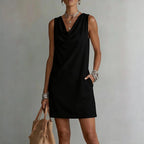 Kayla - Women's Sleeveless Linen Look Mini Dress