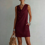 Kayla - Women's Sleeveless Linen Look Mini Dress