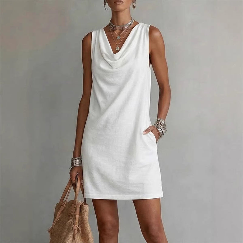 Kayla - Women's Sleeveless Linen Look Mini Dress