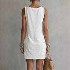 Kayla - Women's Sleeveless Linen Look Mini Dress