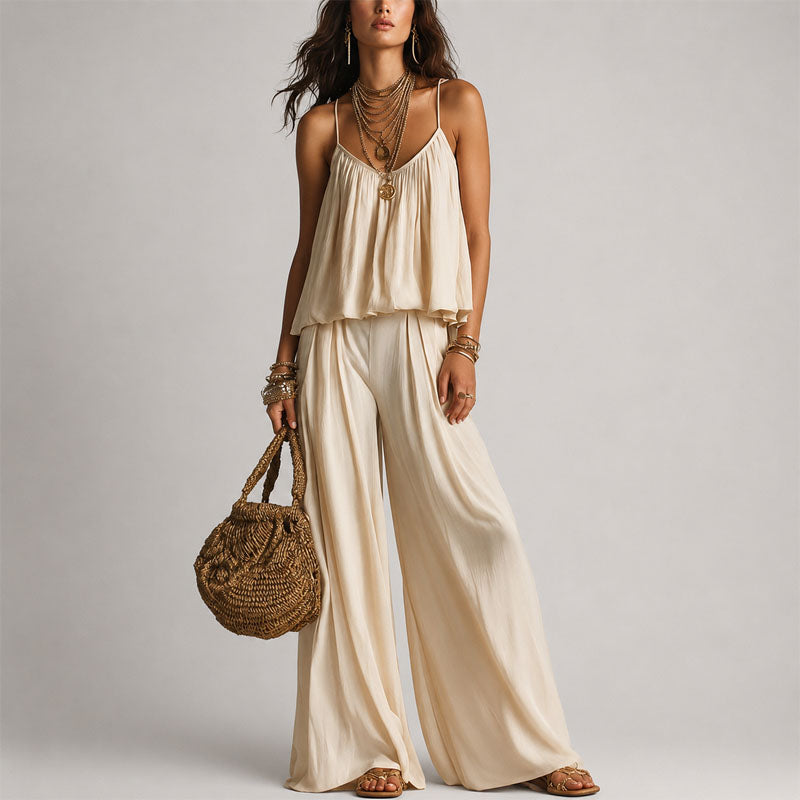 Kaylee - Women’s Sleeveless Flowy Top & Pants Set
