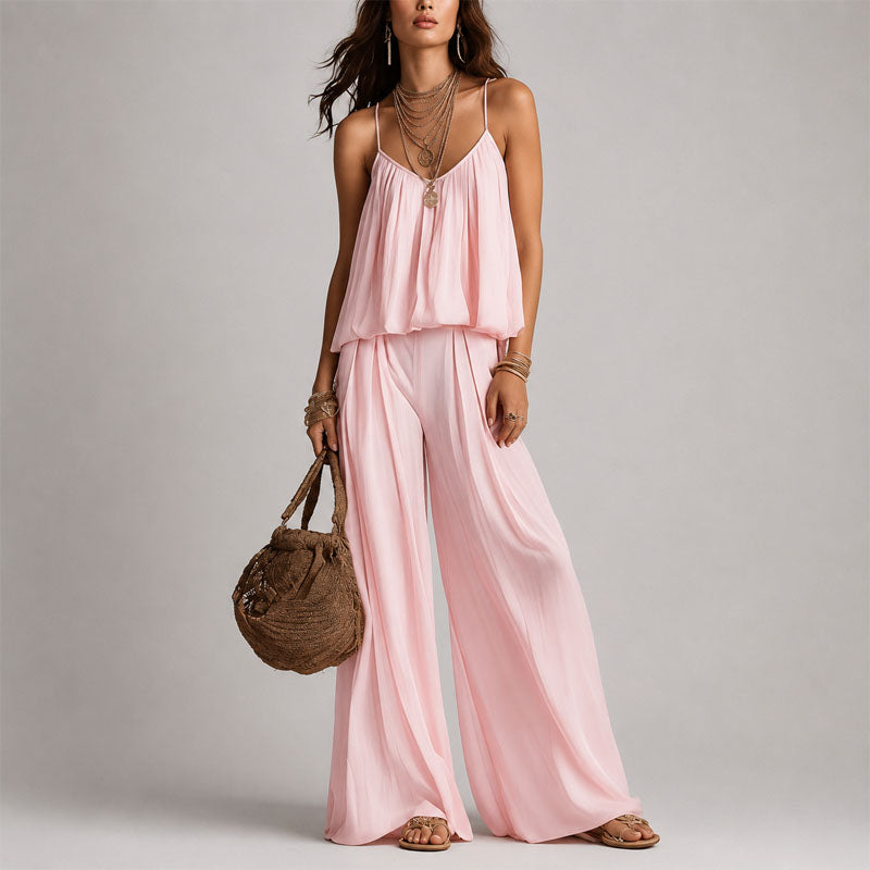 Kaylee - Women’s Sleeveless Flowy Top & Pants Set