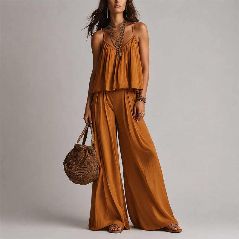 Kaylee - Women’s Sleeveless Flowy Top & Pants Set