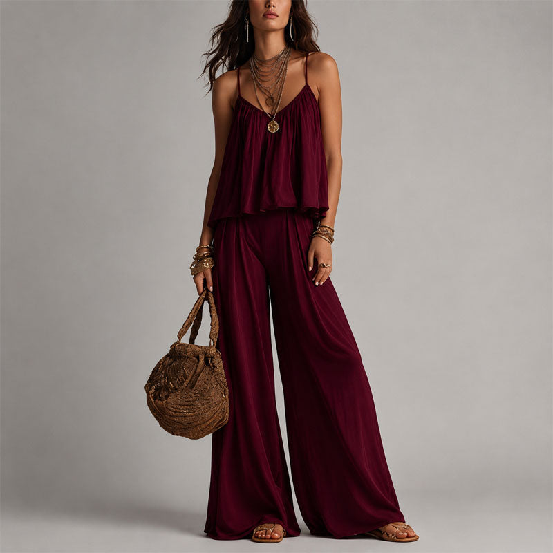 Kaylee - Women’s Sleeveless Flowy Top & Pants Set