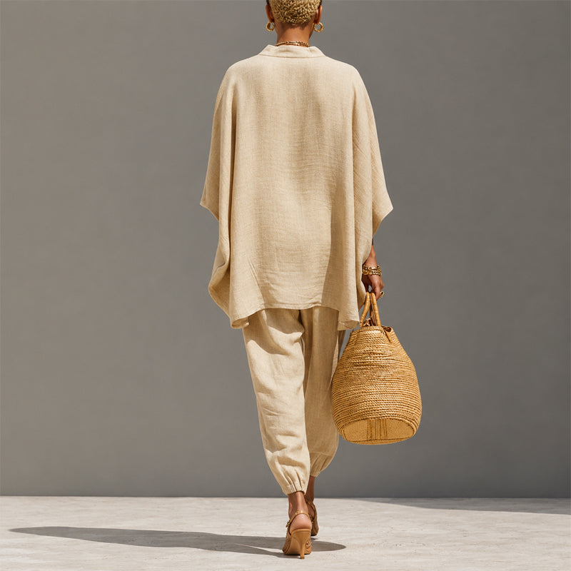 Keira - Women's Linen-Look Tunic & Pants Set