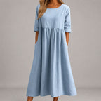 Kenzie - Women's Relaxed Gathered Waist Midi Dress