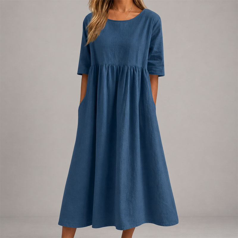 Kenzie - Women's Relaxed Gathered Waist Midi Dress