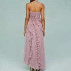 Kylee - Women's Pleated Ruffle Halter Maxi Dress