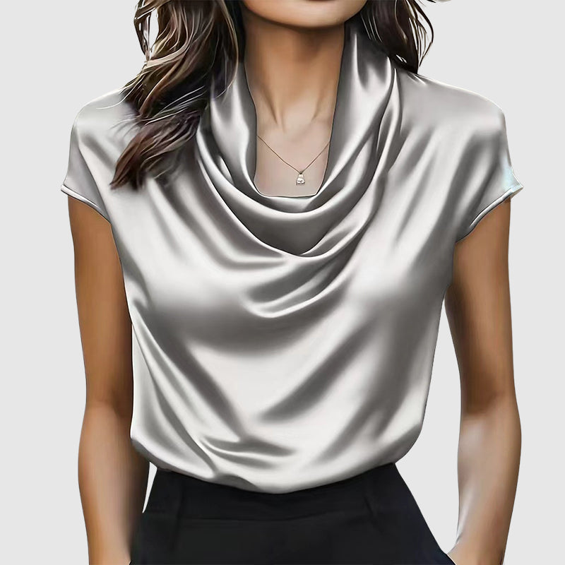 Lauren - Women's Draped Cowl Neck Blouse