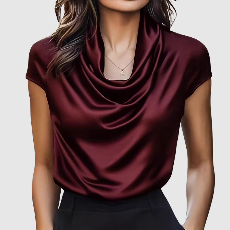 Lauren - Women's Draped Cowl Neck Blouse