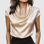 Lauren - Women's Draped Cowl Neck Blouse